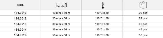 car prof - nastro per mascheratura 110°C_tabella